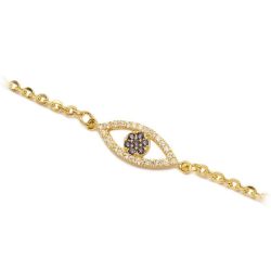Pulseira  Olho Grego com Zirc�nia em Ouro 18 Kilates - 25036